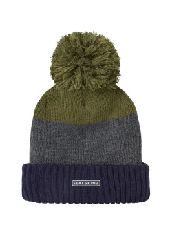 Flitcham Cold Weather Bobble Hat - Navy, Grey and Olive