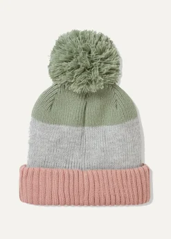 Flitcham Cold Weather Bobble Hat - Pink, Green and Grey