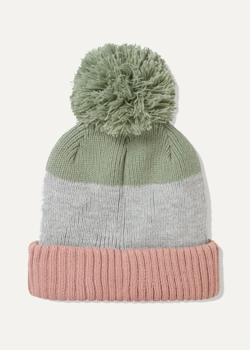 Flitcham Cold Weather Bobble Hat - Pink, Green and Grey