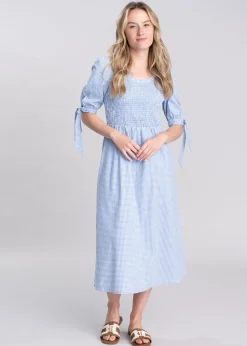 Flora Gingham Dress - Denim Blue