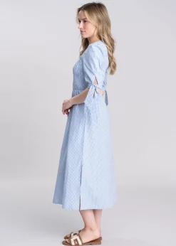 Flora Gingham Dress - Denim Blue