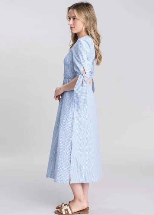 Flora Gingham Dress - Denim Blue