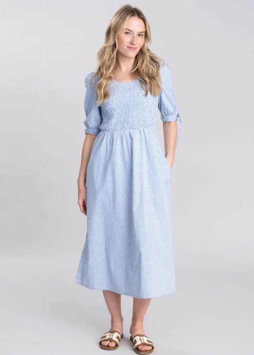 Flora Gingham Dress - Denim Blue