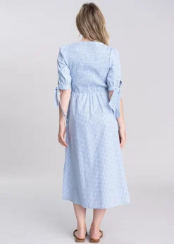 Flora Gingham Dress - Denim Blue