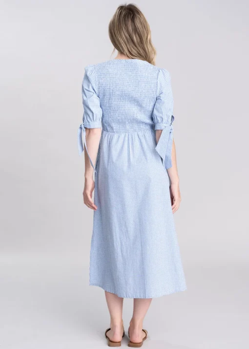 Flora Gingham Dress - Denim Blue