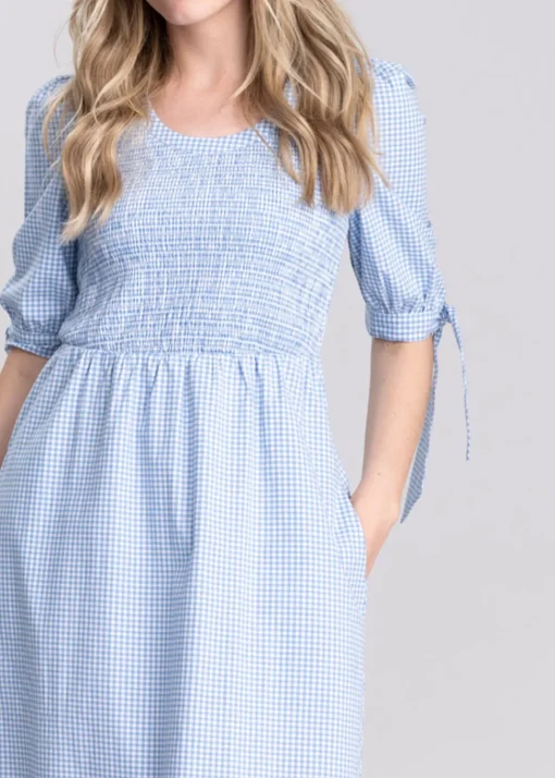 Flora Gingham Dress - Denim Blue