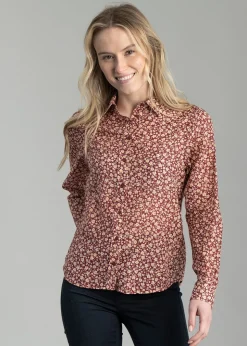 Floral Cotton Silk Shirt - Plumped Red