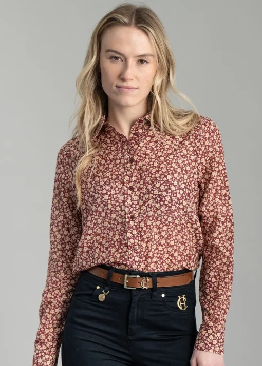 Floral Cotton Silk Shirt - Plumped Red