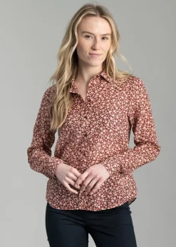 Floral Cotton Silk Shirt - Plumped Red