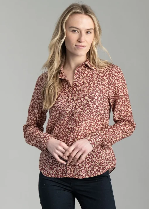 Floral Cotton Silk Shirt - Plumped Red