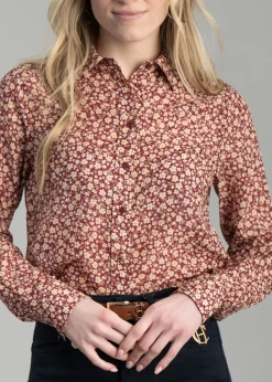 Floral Cotton Silk Shirt - Plumped Red