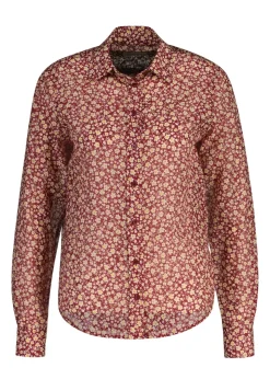 Floral Cotton Silk Shirt - Plumped Red