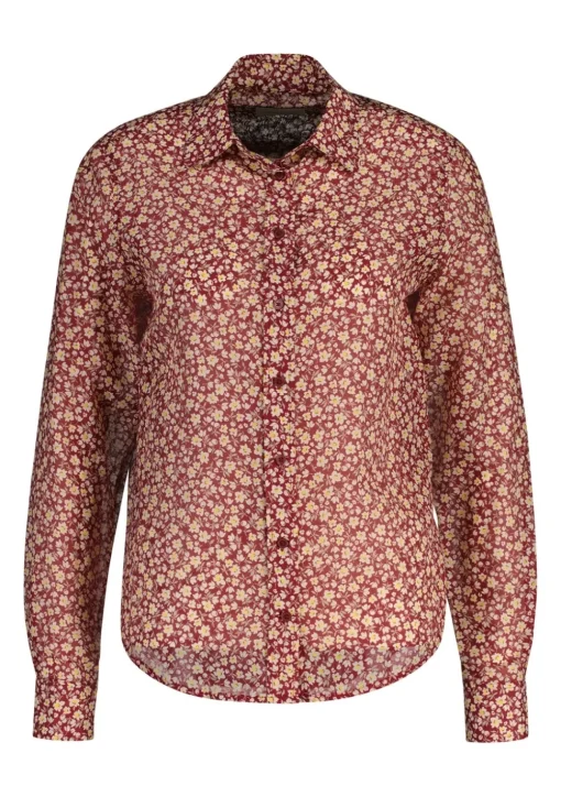 Floral Cotton Silk Shirt - Plumped Red