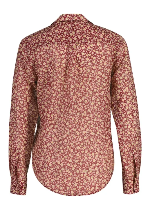 Floral Cotton Silk Shirt - Plumped Red
