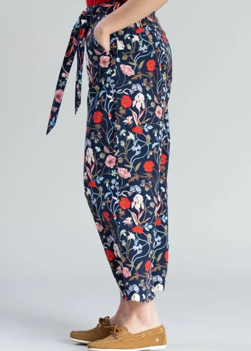Floral Cropped Trousers - Classic Blue