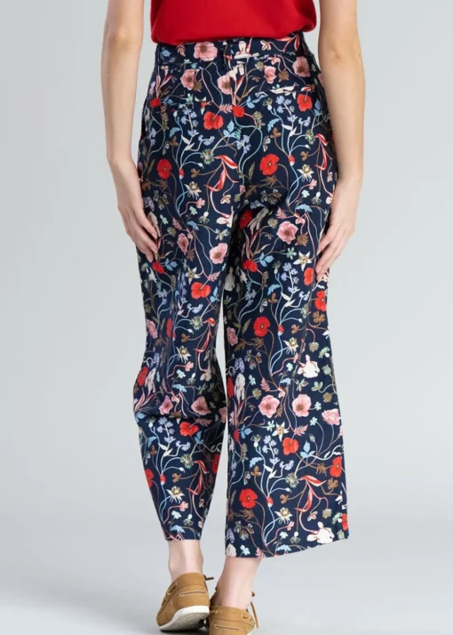 Floral Cropped Trousers - Classic Blue