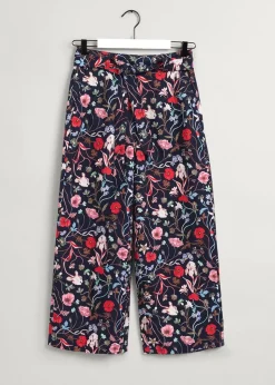 Floral Cropped Trousers - Classic Blue