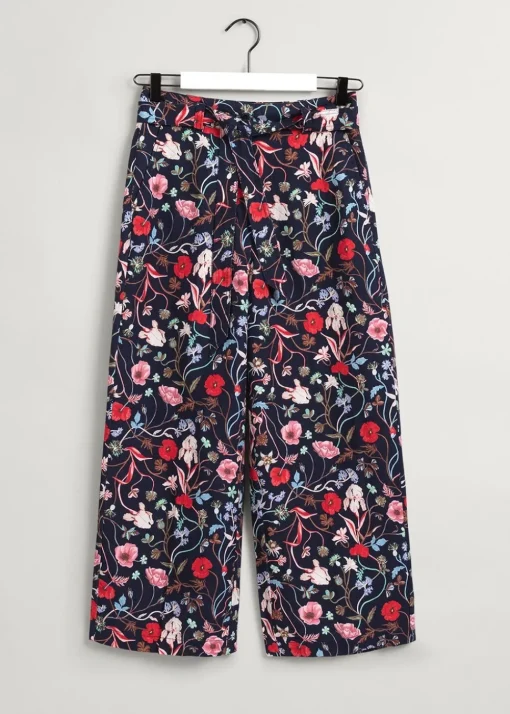 Floral Cropped Trousers - Classic Blue