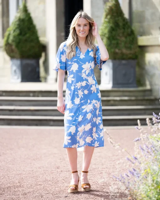 Floral Print Dress - Perfect Blue