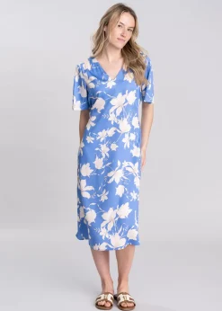 Floral Print Dress - Perfect Blue