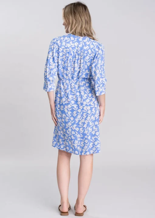 Floral Print Shirt Dress - Perfect Blue