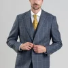Ford Tweed Jacket - Grey and Blue Herringbone with Coffee and Cream Ch