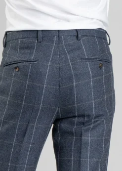 Ford Tweed Trousers - Grey and Blue Herringbone with Coffee and Cream Ch