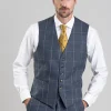Ford Tweed Waistcoat - Grey and Blue Herringbone with Coffee and Cream Ch