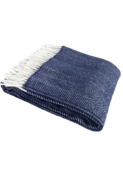 Fortrose Fishbone Throw - Navy