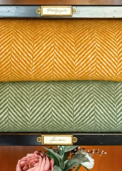 Fortrose Fishbone Throw - Olive