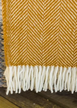 Fortrose Fishbone Throw - English Mustard