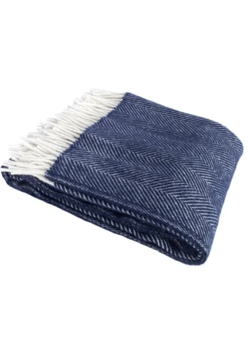 Fortrose Fishbone Throw - Navy