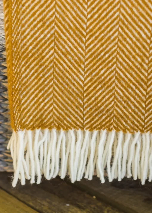 Fortrose Fishbone Throw - English Mustard