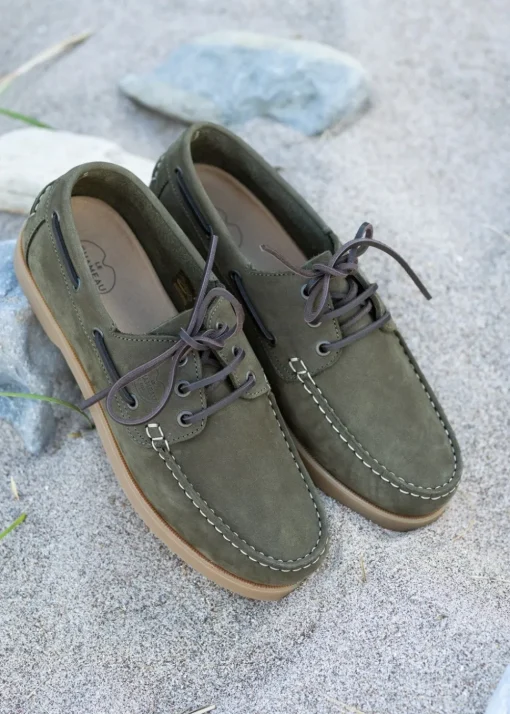 Galion Nubuck Homme Deck Shoes - Vert Chameau