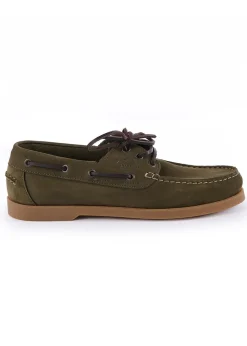 Galion Nubuck Homme Deck Shoes - Vert Chameau