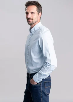 Garment Dyed Poplin Tailored Shirt - Ocean Sky