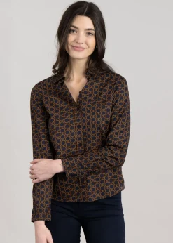 Geometric Voile Shirt - Evening Blue
