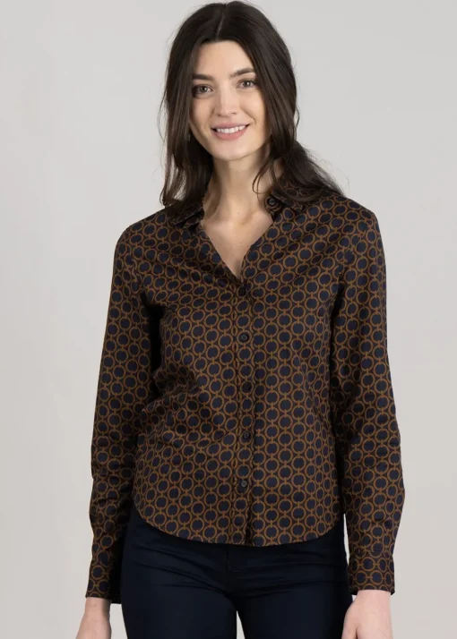 Geometric Voile Shirt - Evening Blue