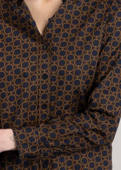 Geometric Voile Shirt - Evening Blue