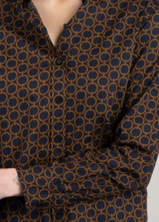 Geometric Voile Shirt - Evening Blue