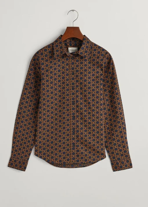 Geometric Voile Shirt - Evening Blue