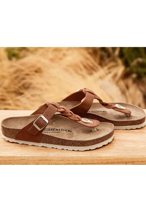 Gizeh Braided Sandals - Cognac