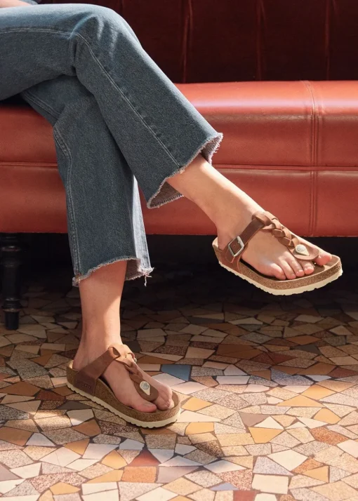 Gizeh Braided Sandals - Cognac