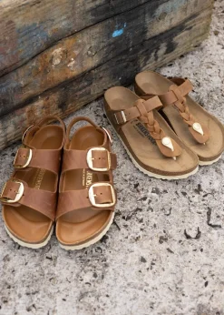Gizeh Braided Sandals - Cognac