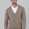 Gordon 1 Ply Geelong Cardigan - Dark Natural