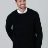 Gordon 1 Ply Geelong Crew Neck - Black