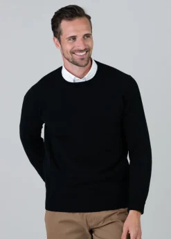 Gordon 1 Ply Geelong Crew Neck - Black
