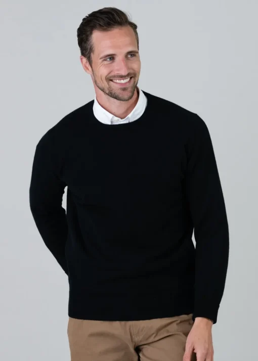 Gordon 1 Ply Geelong Crew Neck - Black