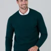 Gordon 1 Ply Geelong Crew Neck - Tartan Green