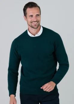 Gordon 1 Ply Geelong Crew Neck - Tartan Green